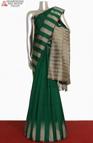 Thread Weave Contrast Handloom Soft Silk Saree-Slubs Weave